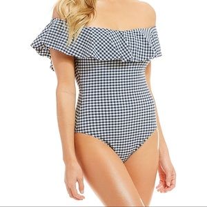 NWT-Cremieux Ruffle Off-the-shoulder One-Piece
